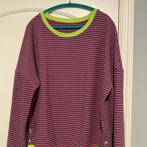 Striped Shirt with Neon Accents and button trim